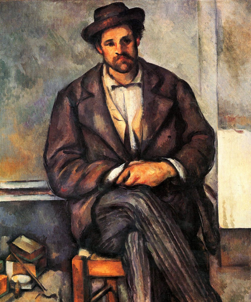 Lámina Cézanne Portrait Sitting mate que elimina reflejos con marco marrón
