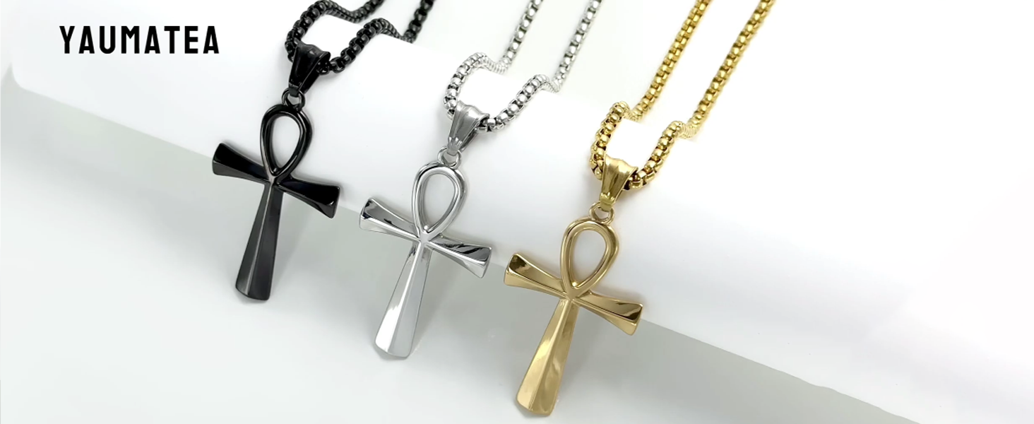 Ancient Pyramid With Ankh Cross Pendant Necklace - Innovato Store