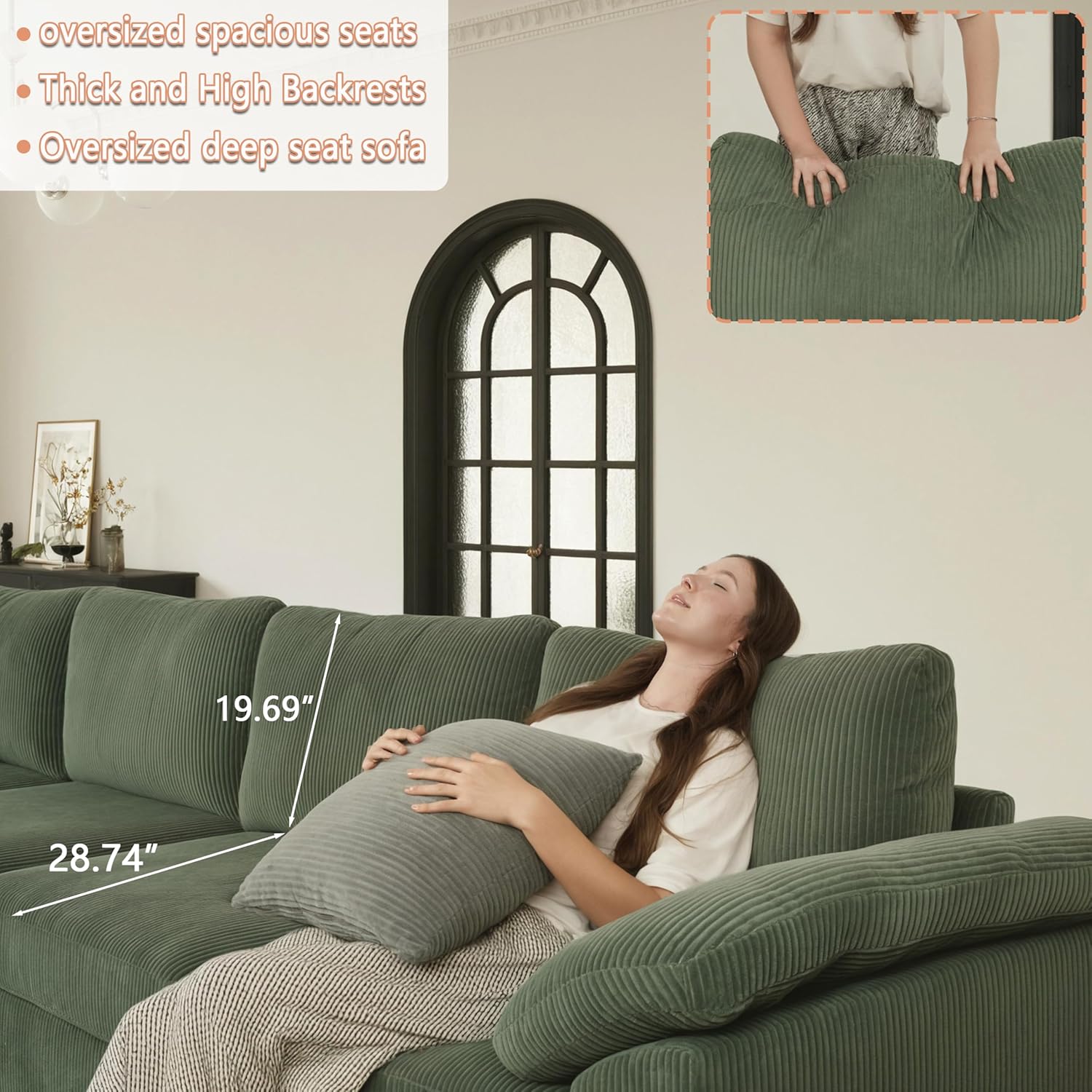 EASE MOOSE Sectional Sofa Deep Seat Comfort