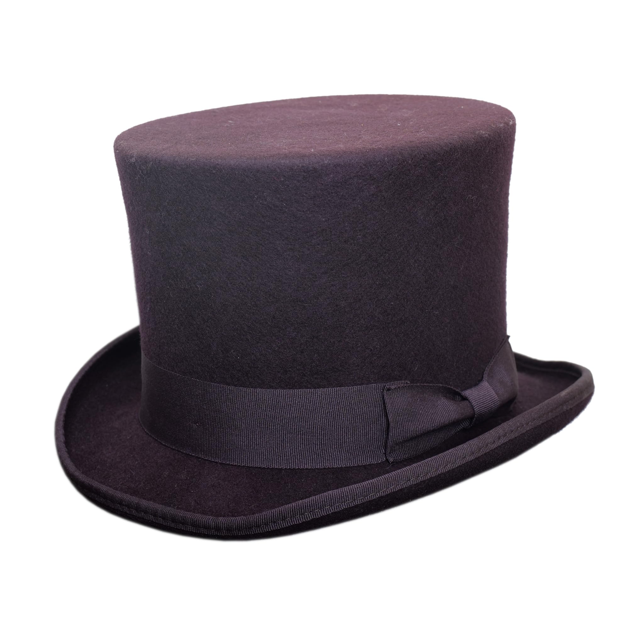 Pure Wool Top Hat for Men Satin Lined Topper Hat Black Mens Tophat Christmas Costume Cap, Wool Felt Top Hats for Men | Removeable Feather, High Crown & with Satin Lining (Darkpurple,XL)