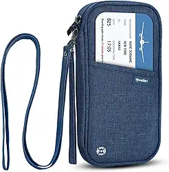 Porta-carteira RFID para passaporte familiar impermeável, organizador de documentos de viagem, bolsa clutch para cartões de crédito para homens e mulheres, RFID azul, One_Size, Clássico