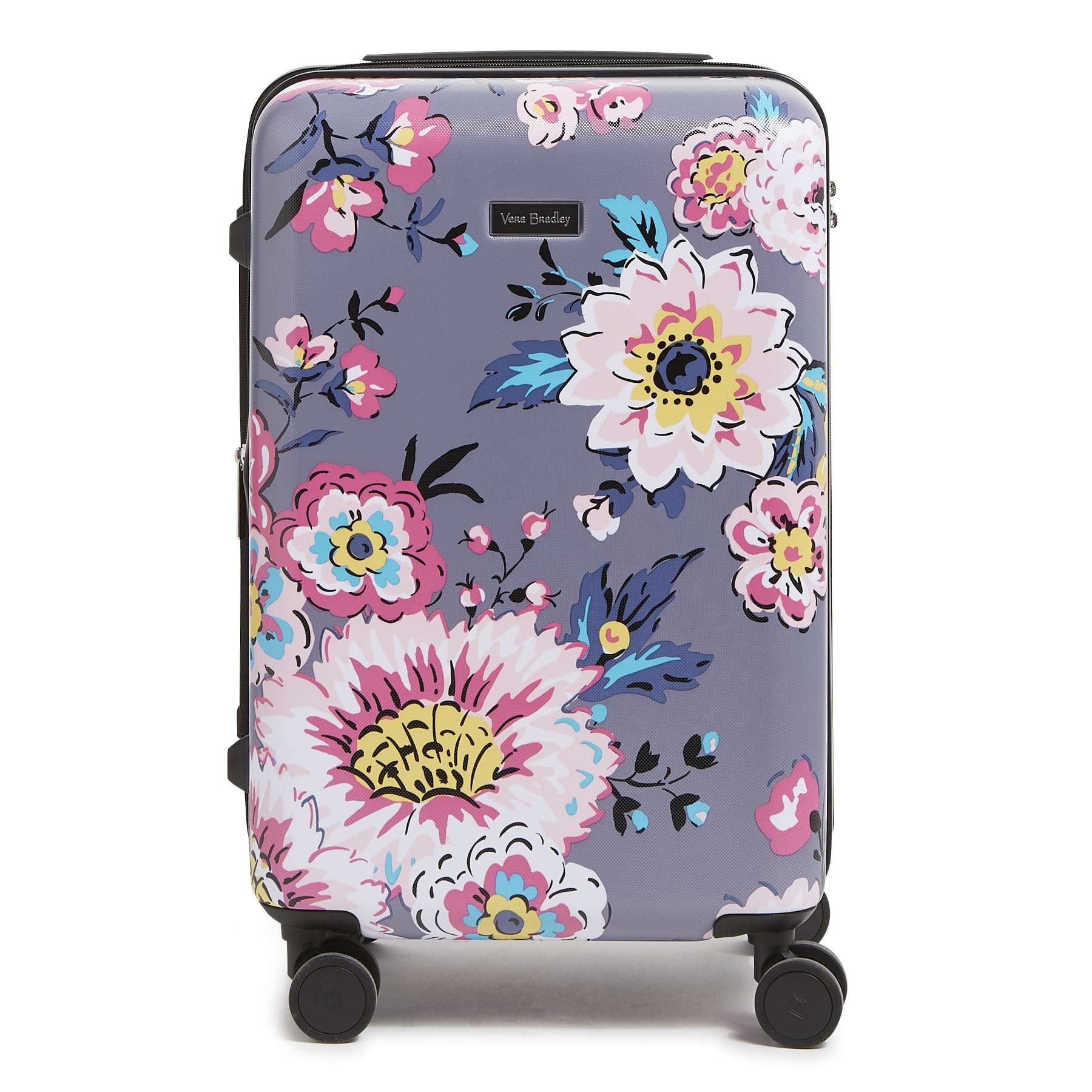 Vera Bradley Women's Hardside Rolling Suitcase Luggage, Parisian Bouquet Dark Gray, 29" Check in