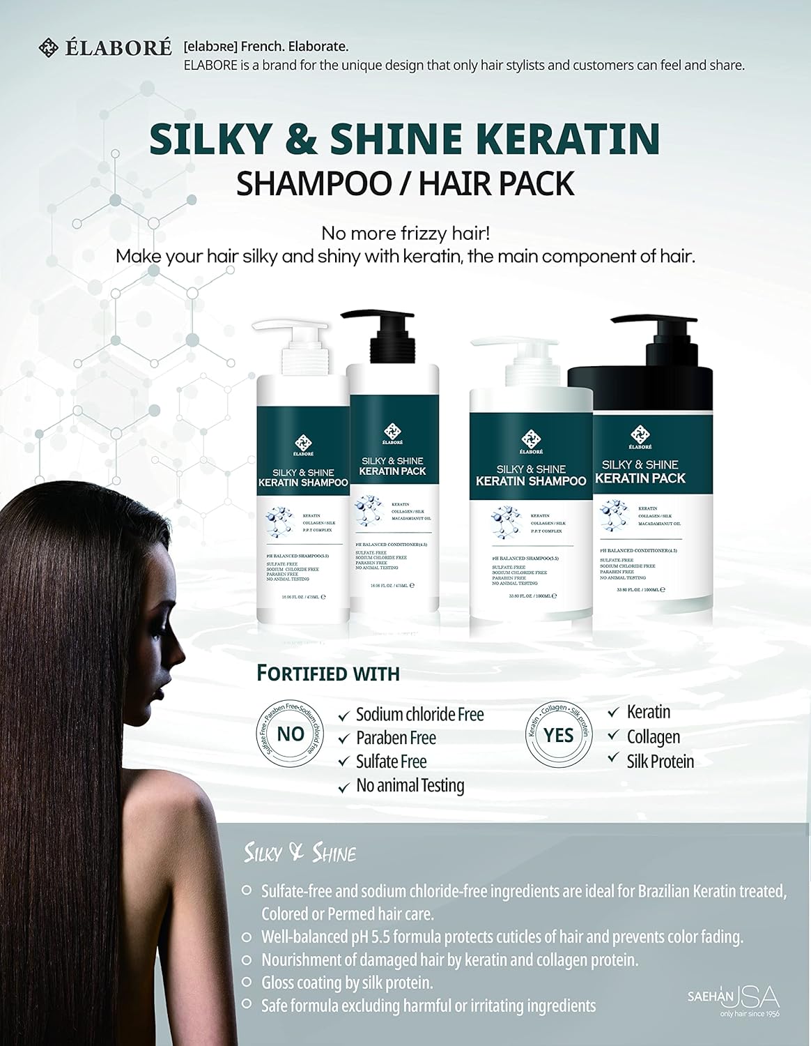 Elabore Silky & Shine KERATIN Pack 16.06fl.oz/ 475ml - Image 2