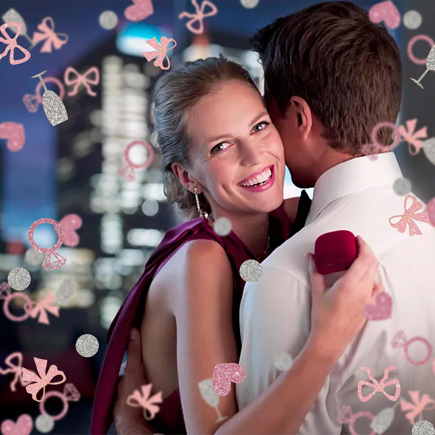 240 Pcs Pink Bow Wedding Confetti, Shes Tying the Knot Glitter Table Scatter for Coquette Bridal shower and Engagement Party Decoration