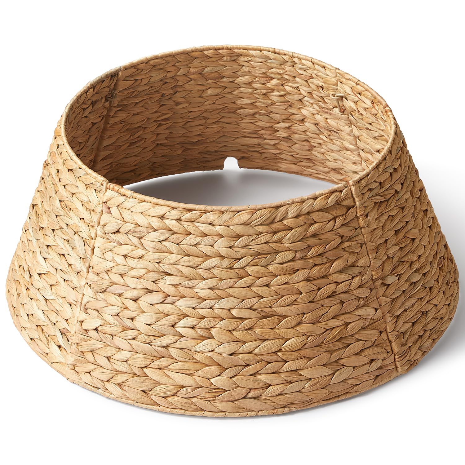 24in Hyacinth Christmas Tree Collar - Woven Rattan Basket for Christmas Tree Base Cover, Holiday Decoration for 4ft 6ft 7.5ft Artificial Trees with Cord Cut-Out(Natural)