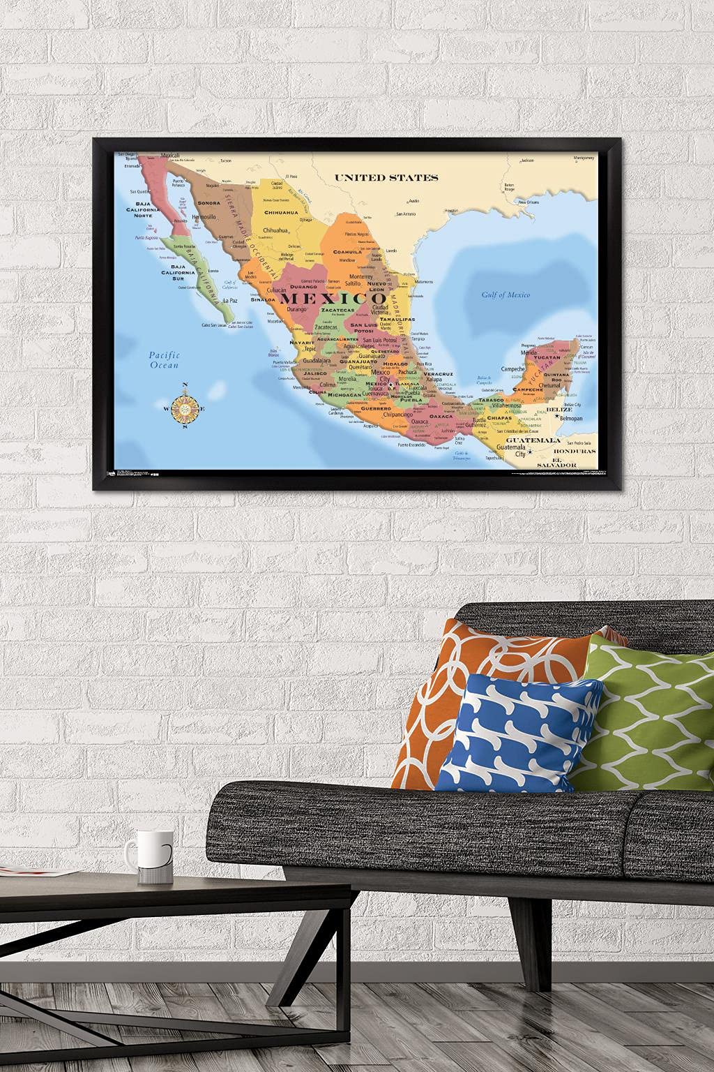 Amazon.com: Trends International Map - Mexico Wall Poster, 22.375