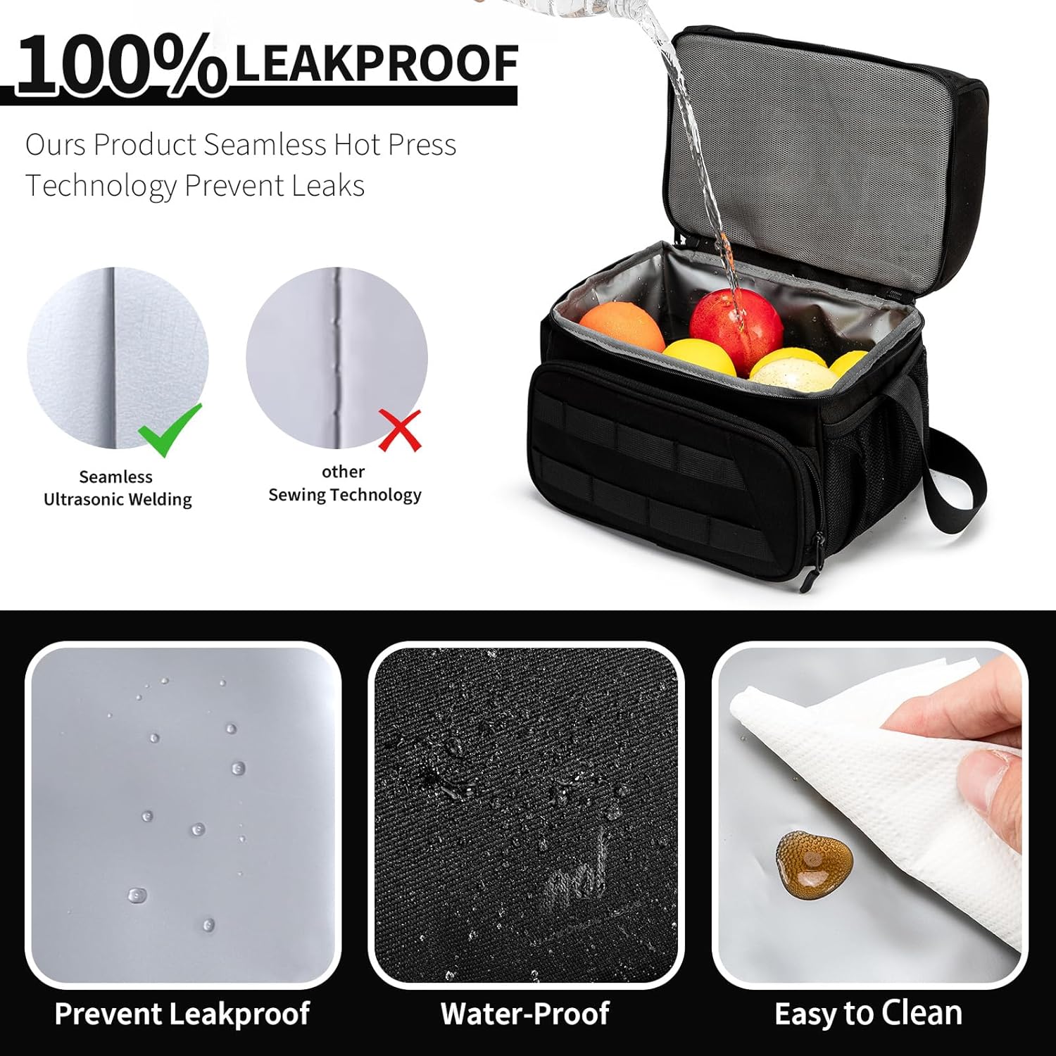 NOL Natural Organic Lifestyle Two Compartment Lunch Cooler Bag for Men - 3 Colors