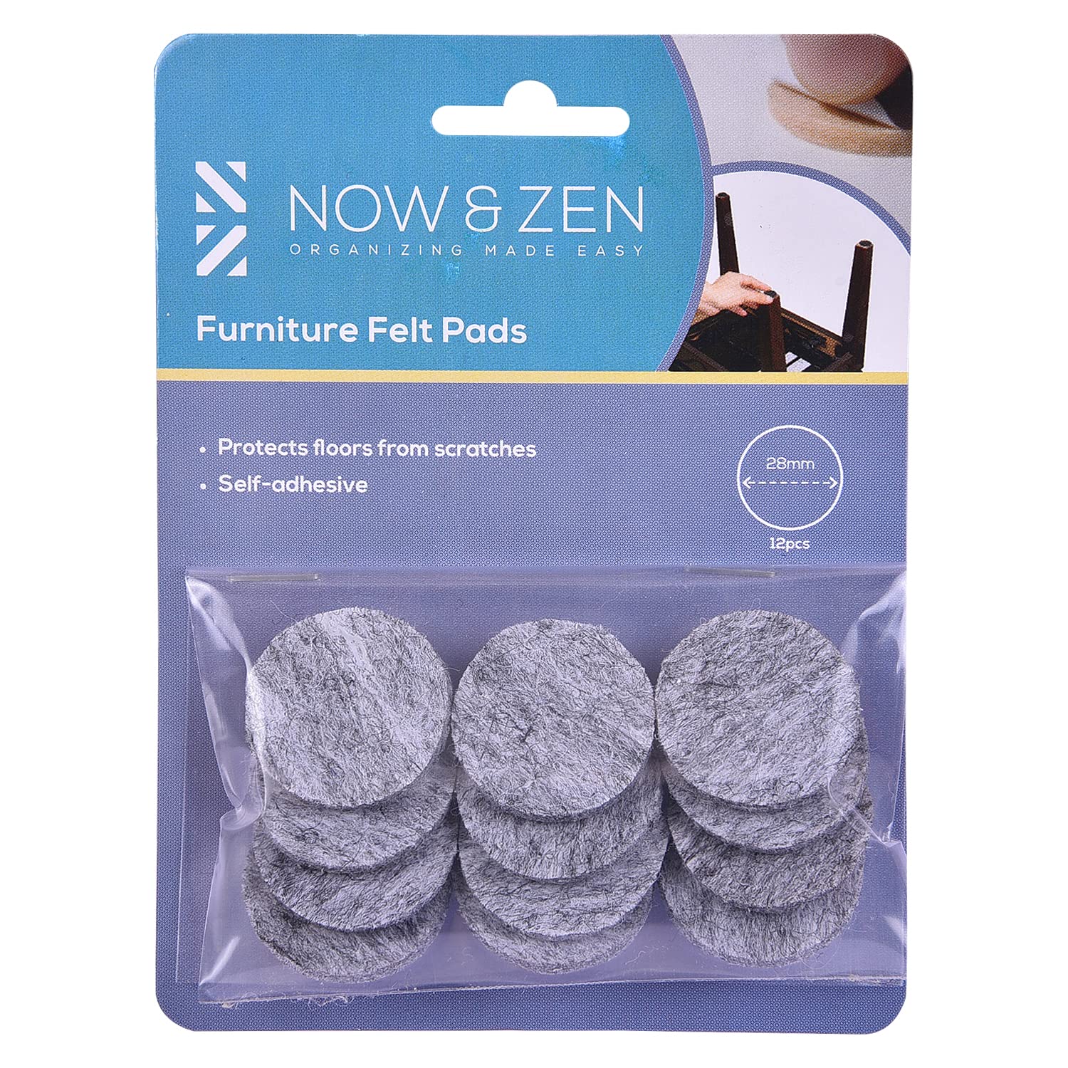 Now & Zen Self Adhesive Round Furniture Felt Pads for Hard Surfaces - Non-Slip Heavy Duty Furniture Leg Guards (24 Pcs - Multi-Pack, Circle Dark Grey) (B09LVHB8DW) Amazon Price History, Amazon Price Tracker