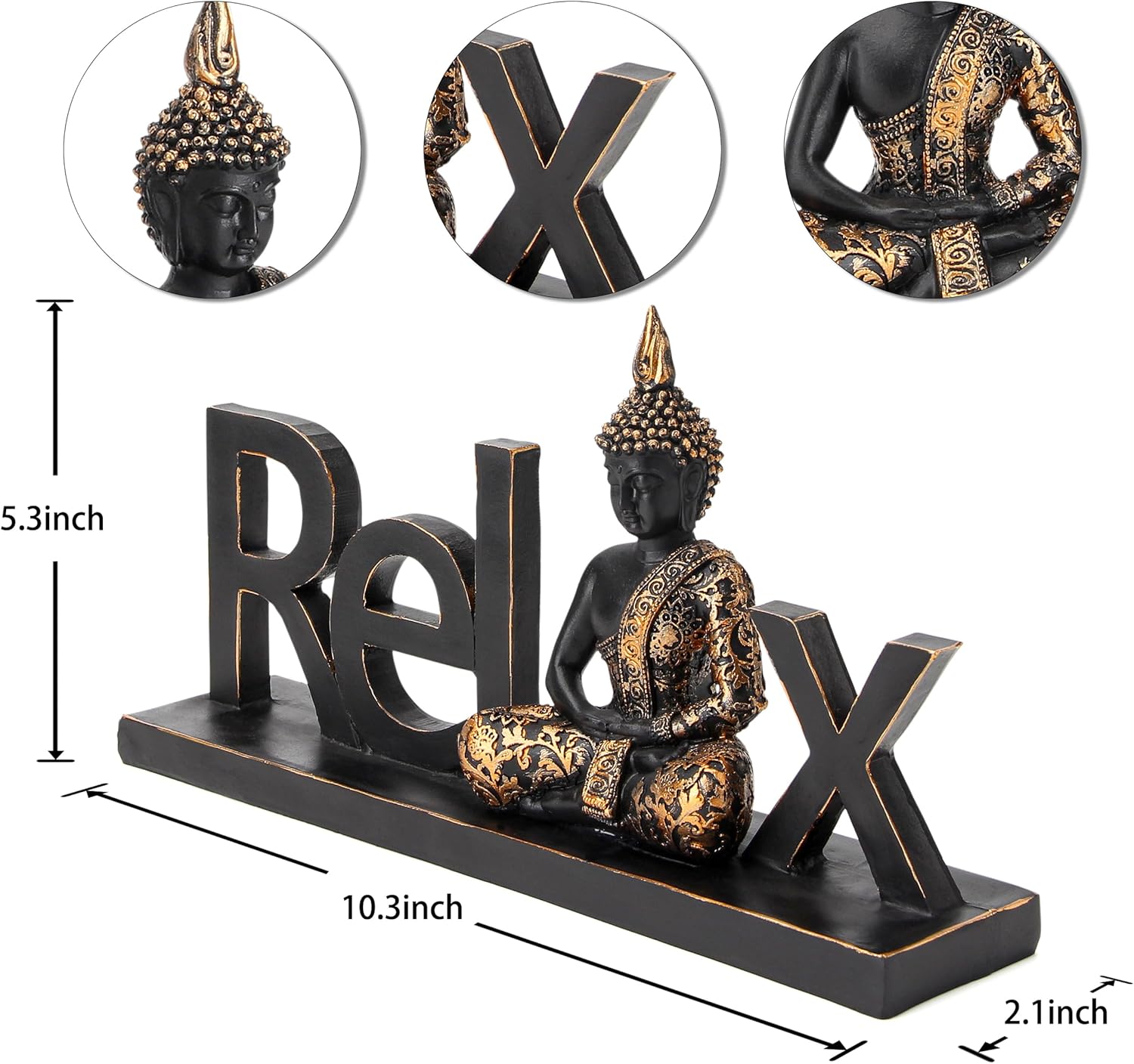 Smadeer Buddha Statue Buddah Buda - Buddah Statues for Home Decoration,Laughing Buddha Statue for Yoga feng Shui Meditation Spiritual Room Decor,Buddha Decor Indoor, Relax Budha Zen Decor