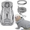 Cunno 3 Pcs Ferret Accessories Soft Ferret Sweatshirt Safe Bell Collar Snow Marten Harness and Leash Set for Hamster Guinea Pig Chinchilla Teacup ChihuahuaGray