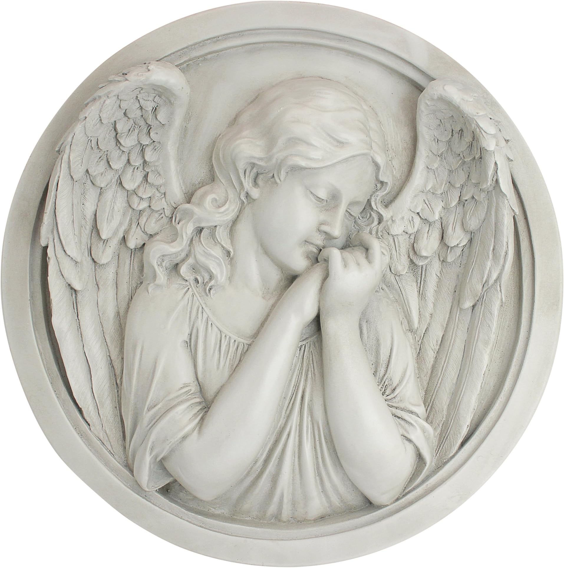 Design ToscanoNG32473 Thoughts of an Angel Sculptural Wall Roundel,Antique Stone 12.00" x 1.00"