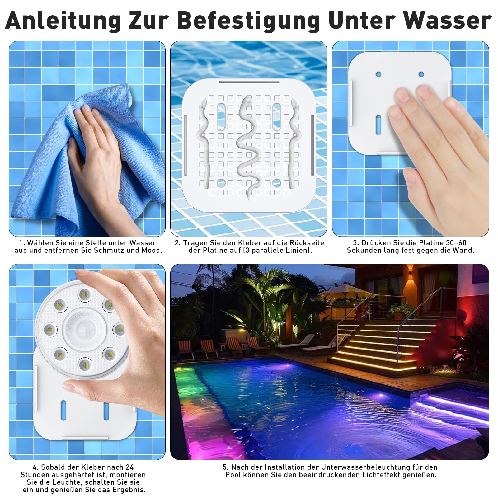 Poolbeleuchtung Unterwasser Licht mit Fernbedienung, RGB LED Schwimmende Pool Magnetisch Beleuchtung, Pool Lichter für Schwimmbad Teichbeleuchtung Brunnen Teich Aquarium Party Deko, 2 Stück