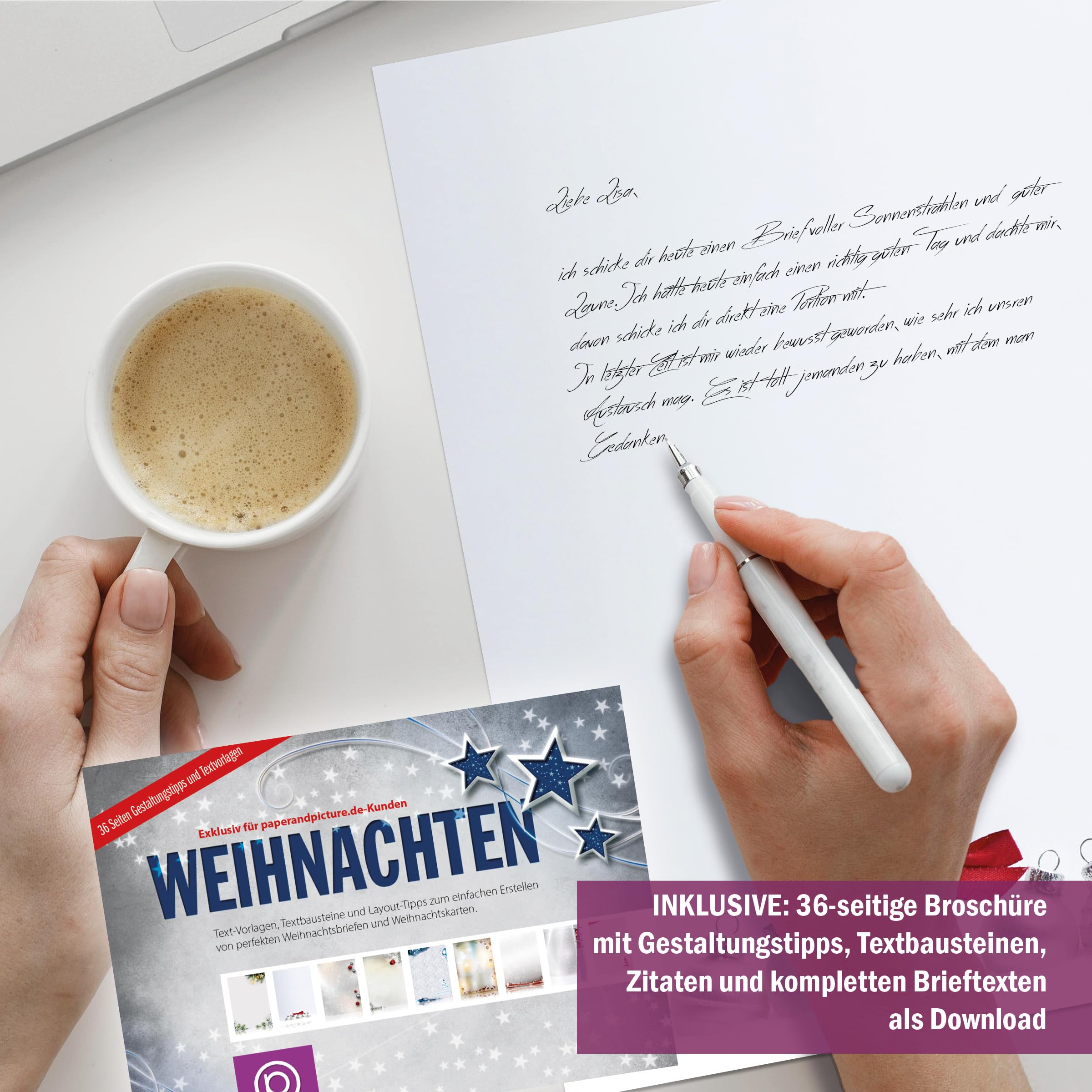 Weihnachtsbriefpapier-Set 100 Blatt A4 + 100 Kuverts mit Fenster