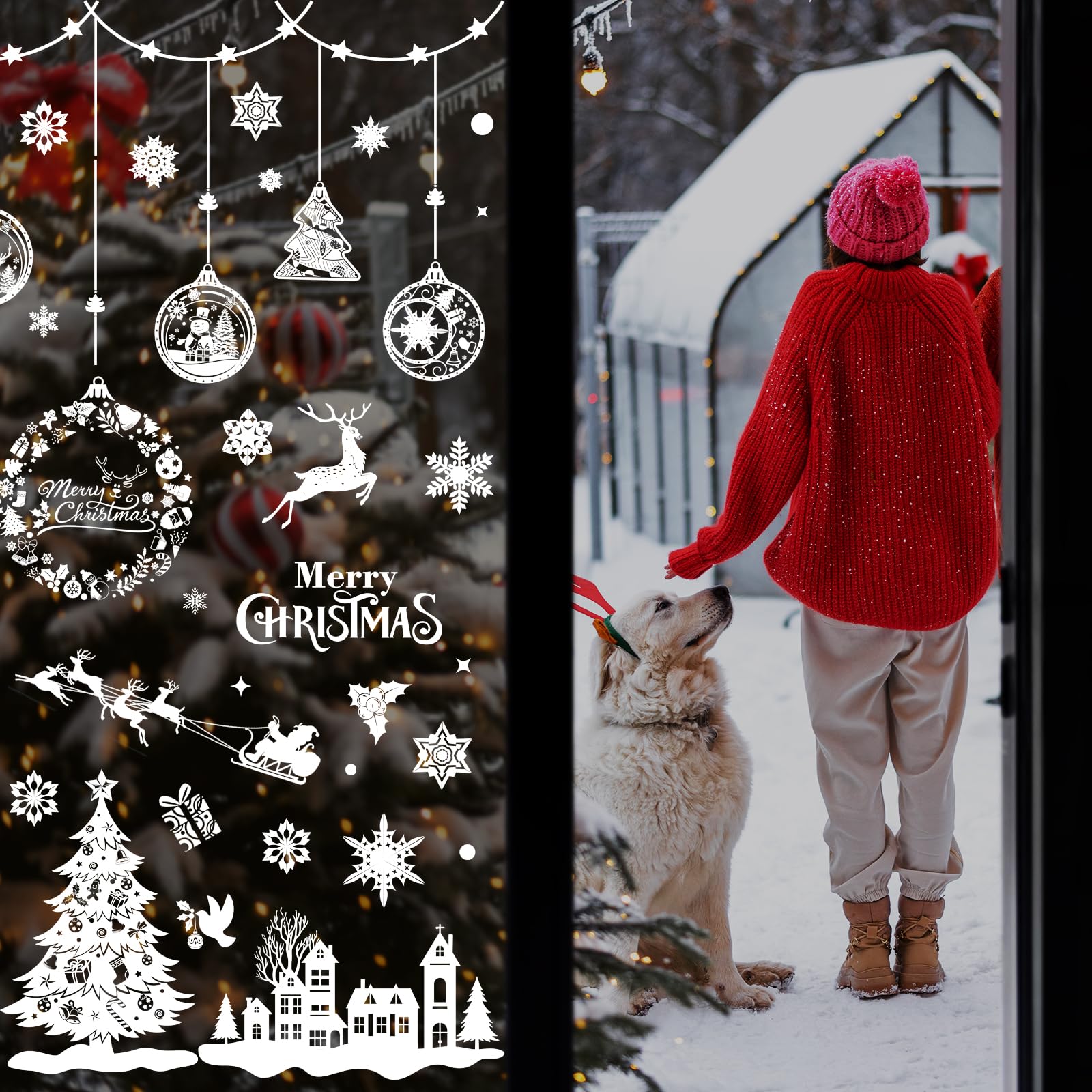 10 Fogli Di Vetrofanie Natalizie Riutilizzabili, Adesivi Per Finestre Con Alberi, Babbo Natale, Pupazzi Di Neve, In PVC, Per Casa E Negozio. - 2