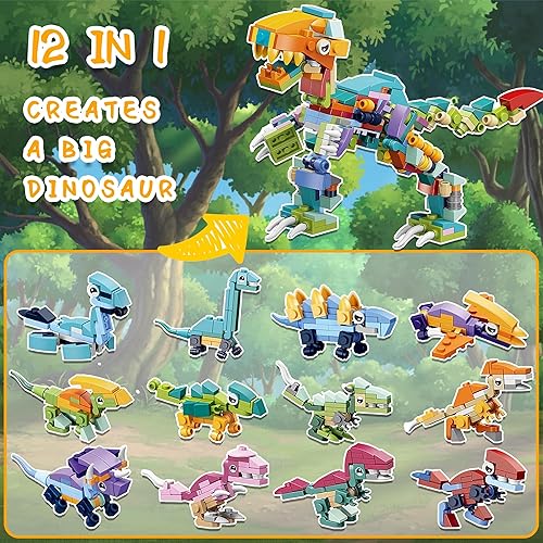 Miniatura 6 de YOYOJOY Regalos del día de San Valentín para niños, 24 paquetes de bloques de construcción de dinosaurios con tarjetas del día de San Valentín,
