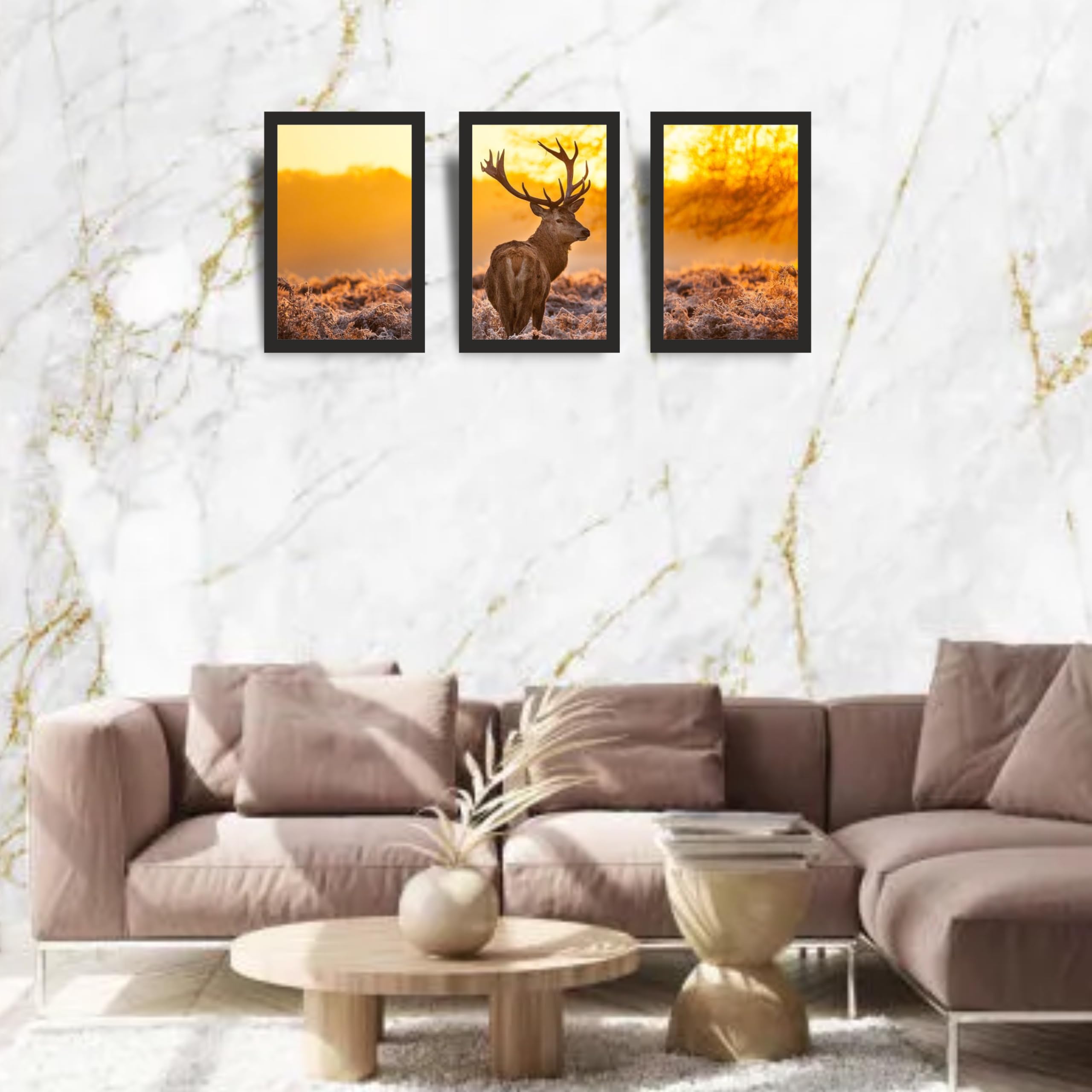Deer Wildlife Wall Art Set of 3