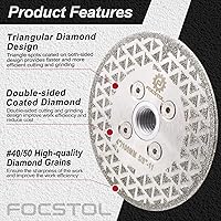Vista 3 de FOCSTOL Discos de molienda de corte de diamante, hoja de diamante de doble cara galvanizada de 4 pulgadas (3.937 in) para granito, mármol