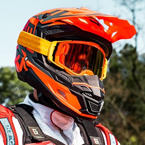 Miniatura 7 de ILM DOT&ECE - Casco de motocross para adultos y jóvenes, casco de motocross, motocross, BMX, todoterreno, doble deporte, casco de cara completa para