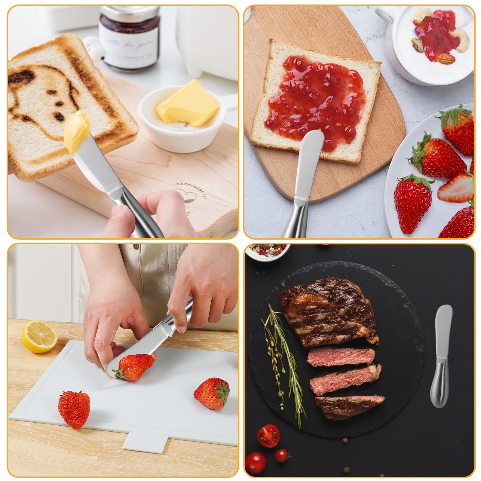 6 Piezas Cuchillo Mantequilla Multiusos de Acero Inoxidable, 13,5 × 2,5 × 2 cm Cuchillos Untar Pequeña Untadores de Pate Espátula Esparcidora de Mantequilla, para Nata Mermelada Queso