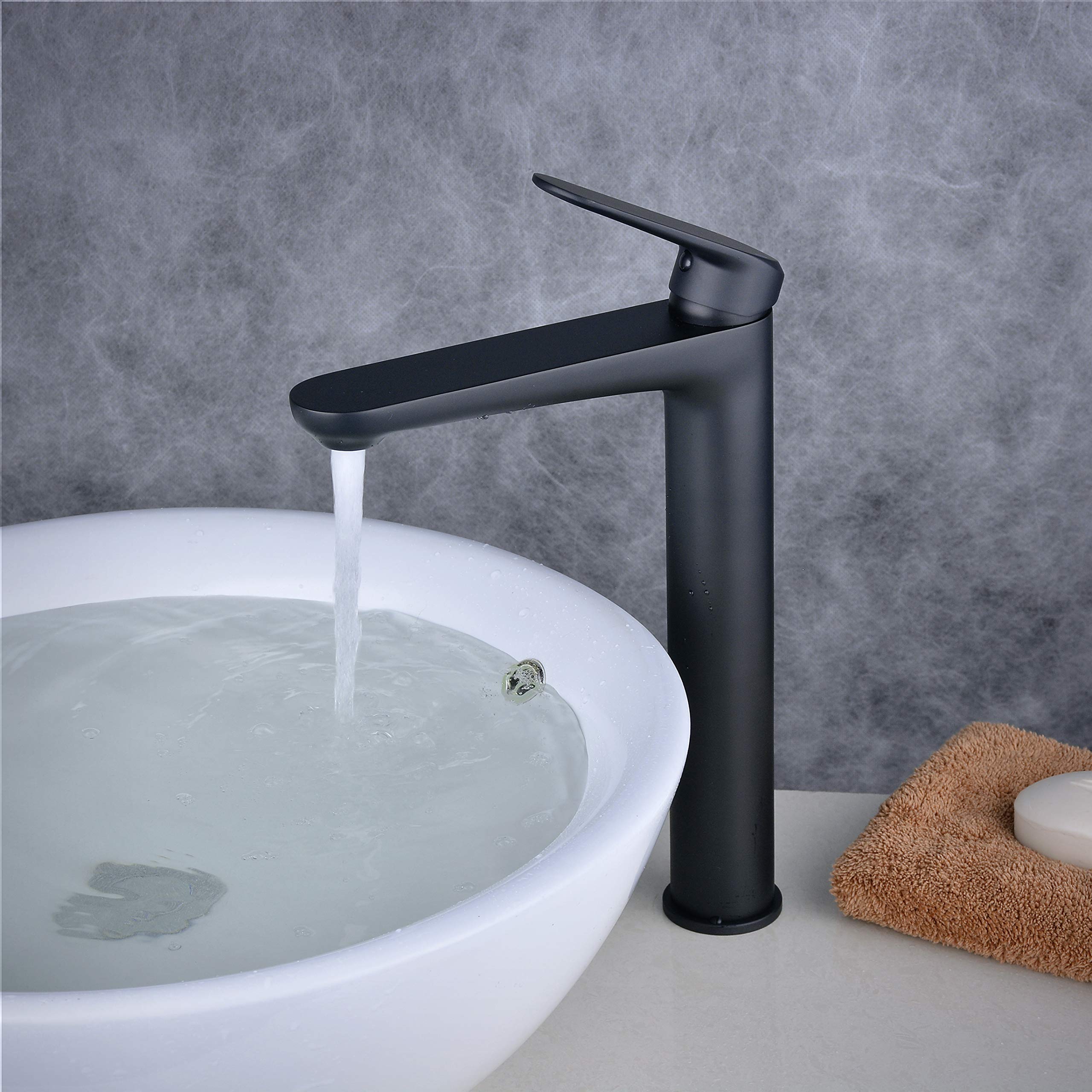DETBOM Kraan badkamermengkraan 360° draaibaar, wastafelkraan met geluidsarme keramische klepkern, kraan voor wastafels, warm- en koudwaterkranen, wateruitlaathoogte 204 mm