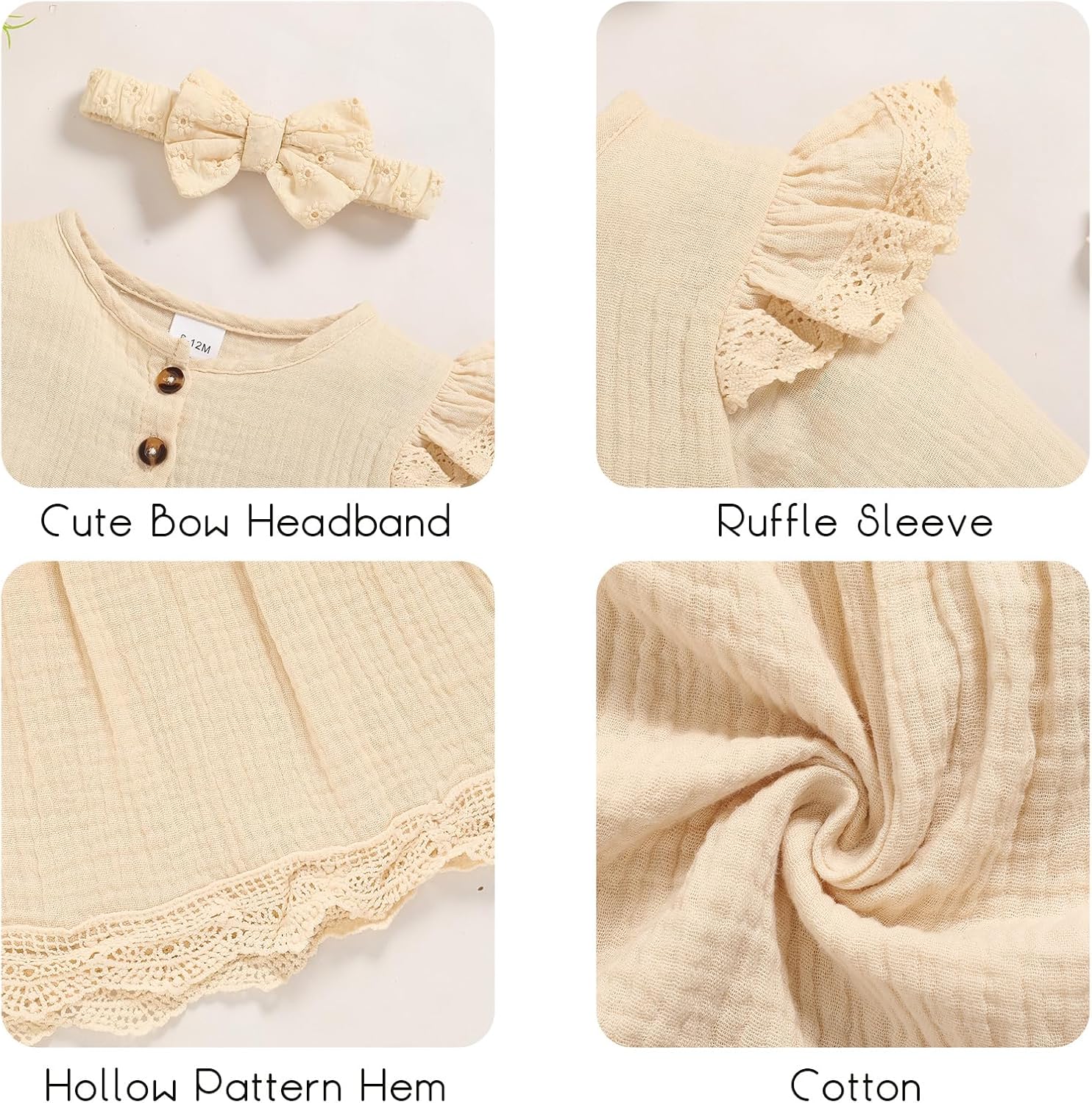 Sinhoon Toddler Fall Dress Baby Girl Dress Ruffle Long Sleeve Toddler Girl Dress Smocked Baby Fall Dresses with Bow Headband - Image 5