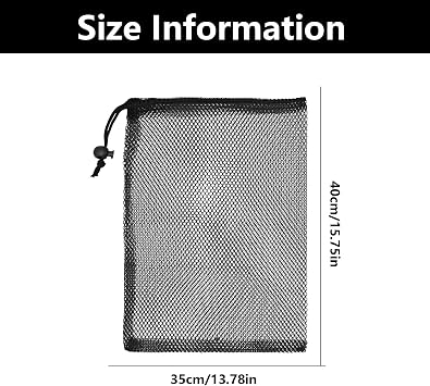 2 PCS Large Mesh Drawstring Bag, Black Nylon Net Bags, MeshStuff Sack Storage Bags, Lightweight Mesh Swimming Bag, for Swimming Beach Pool Sand Toys Equipment Travel and Sports