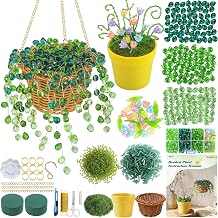 Ohanniewa 2 Pack Beaded Plant Kit, DIY Tulip Pot and Hanging Suncatcher with Glass Crystal Beads, Video Tutorials, Handmade Gift for Plant Lovers