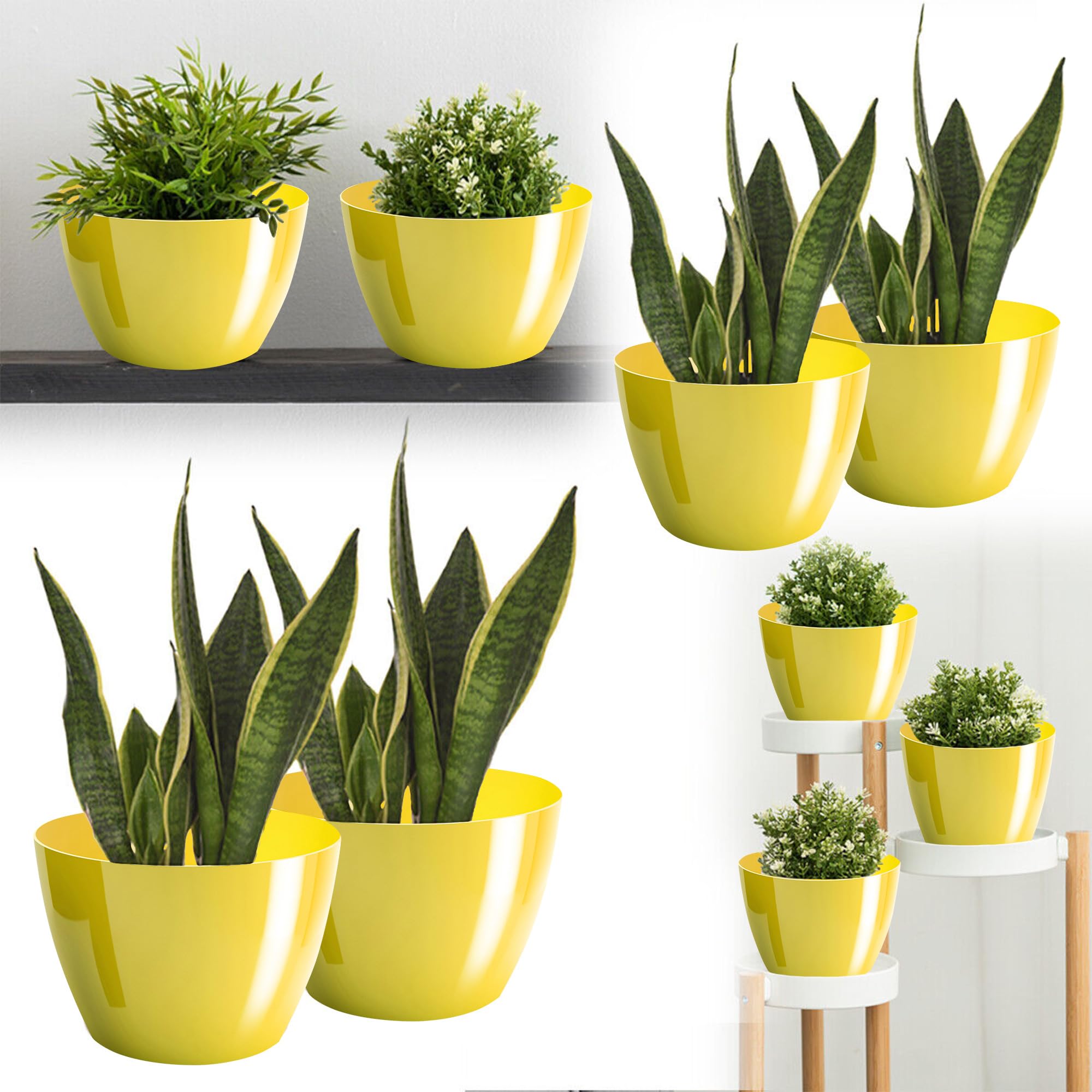 PECZEKO Macetas Brillantes Macetas Decorativas Hierbas Macetas Redondas de plástico duraderas y Ligeras para salón, Comedor, Cocina, terraza, balcón Juego de 2 Piezas (púrpura, diámetro 10 cm) — view 2