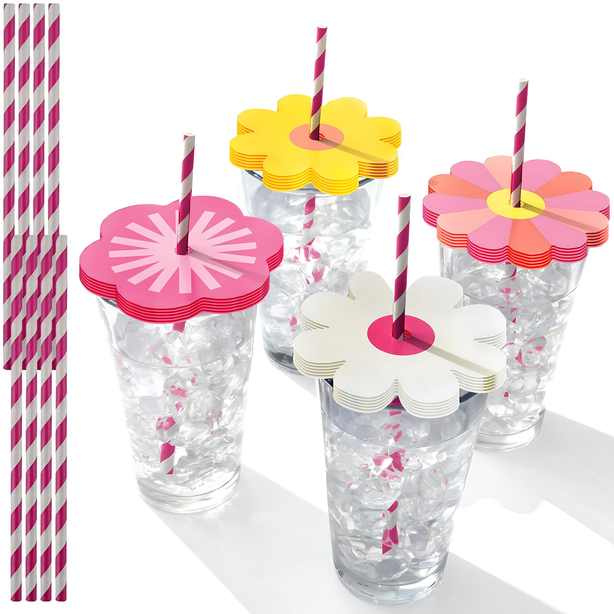 Amscan Topper assortiti per bevande estive con cannucce di carta, per qualsiasi evento, 11,1 cm, multicolore