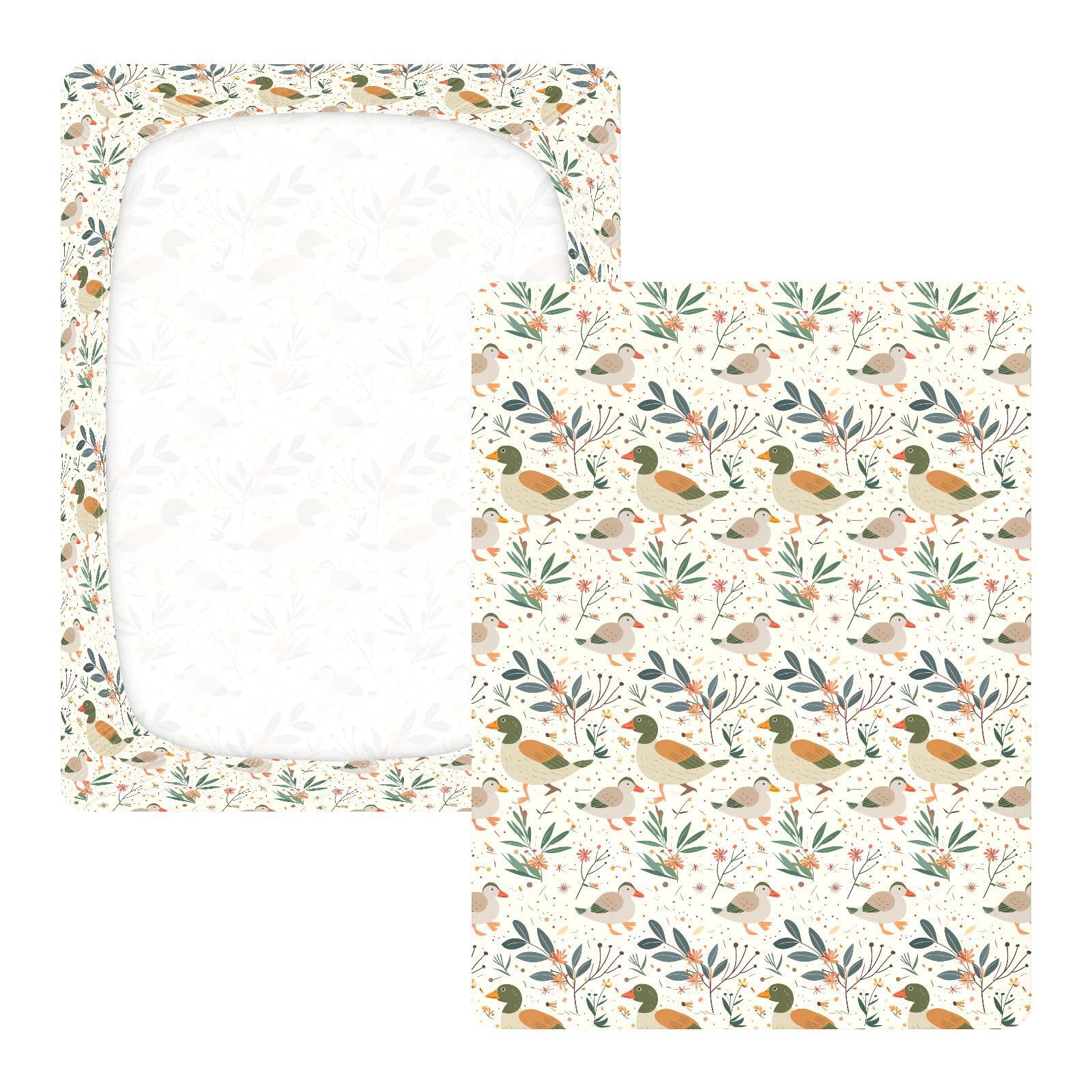 Juego de sábanas para cuna de bebé, color crema juguetón y flores, juego de sábanas de algodón para cuna de bebé, cómodas y transpirables para guardería, 1 paquete de juego de sabanas para bebé