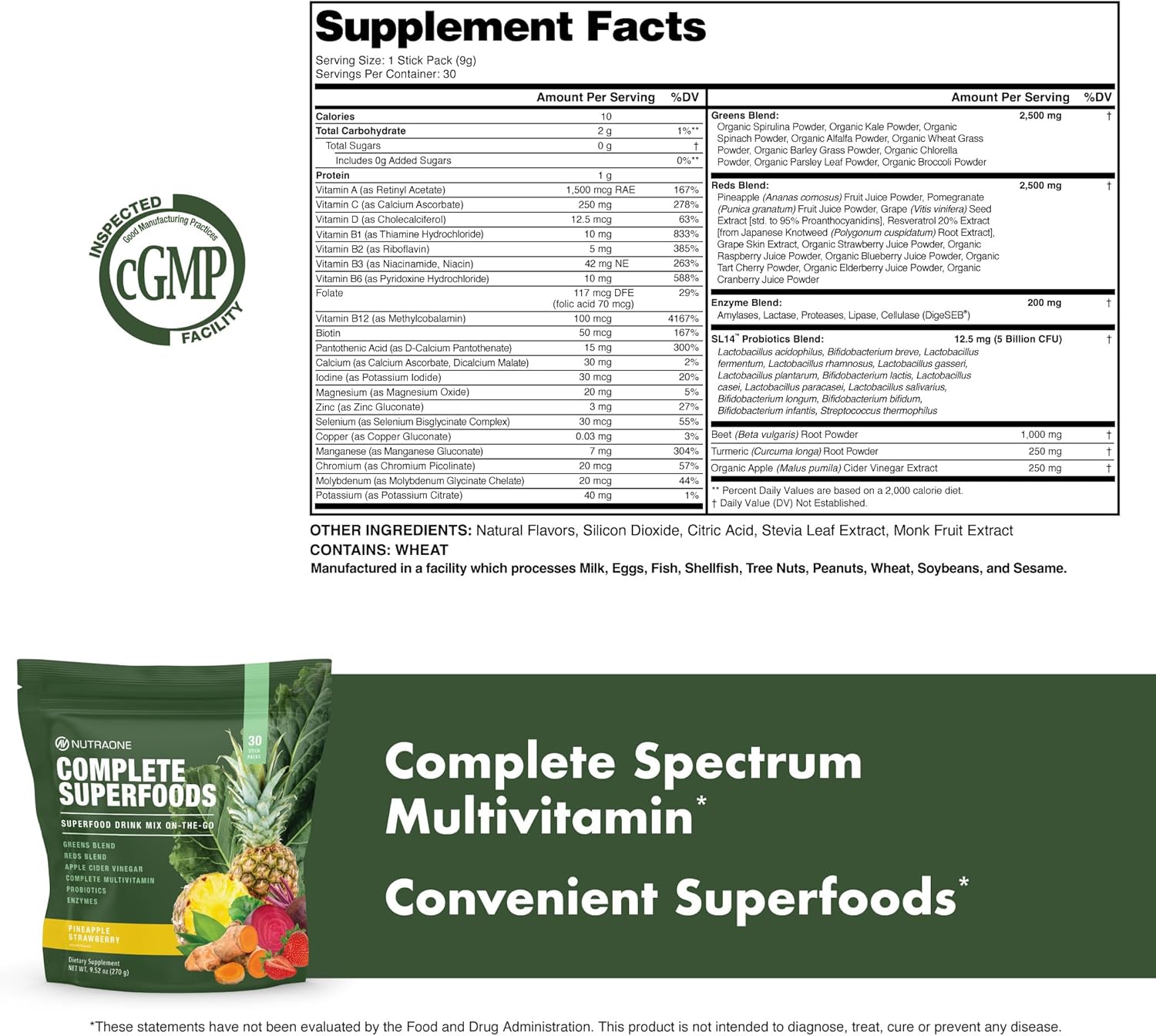 Complete Superfoods, Complete Spectrum Multivitamin, Greens and Reds Blend, Enzymes, Probiotics (Pineapple Strawberry, 30 Stick Packs) - Image 5