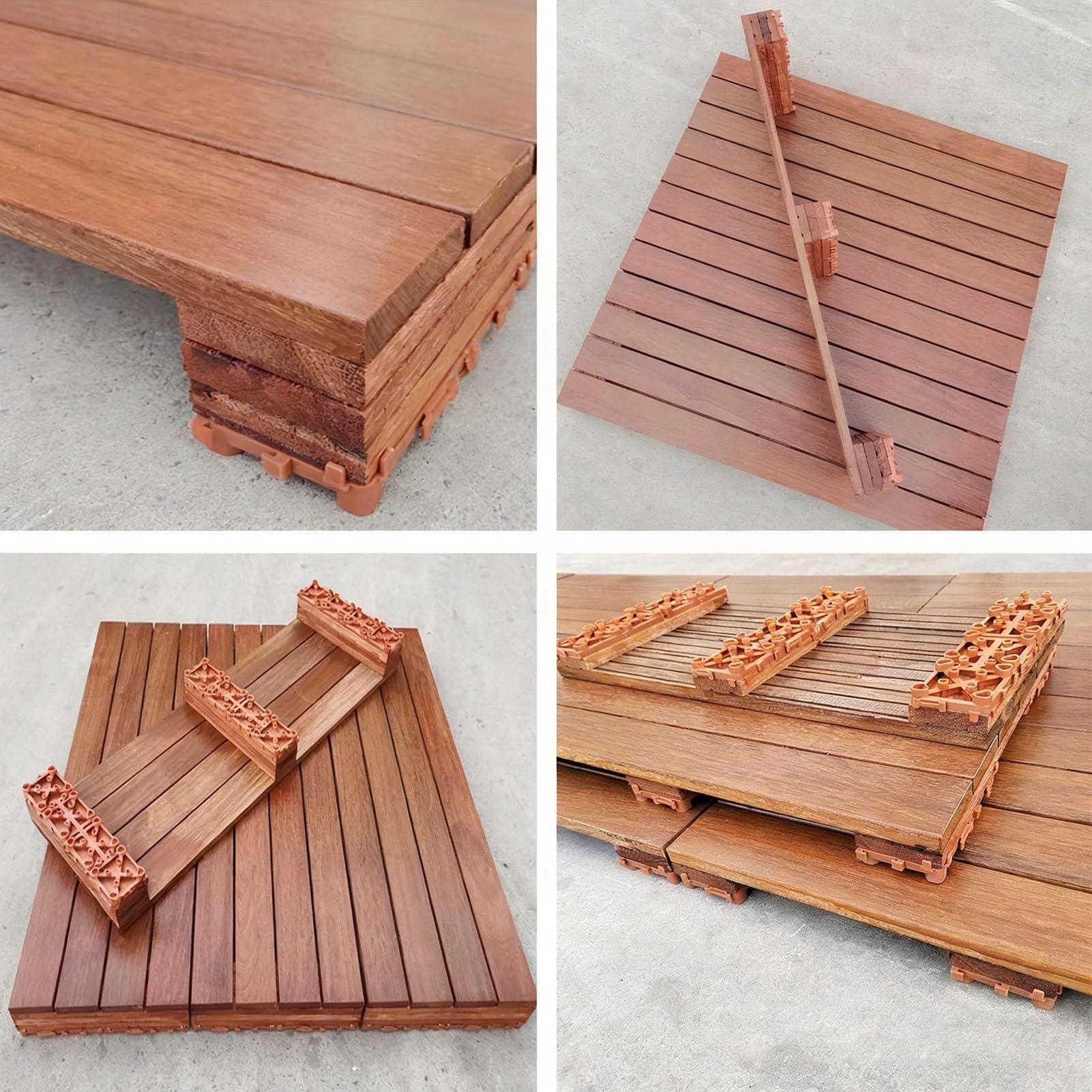 Piastrelle in legno ad incastro, impermeabili, per esterni e interni, piattaforma modulare rialzata per patio e balcone, design per tutte le stagioni