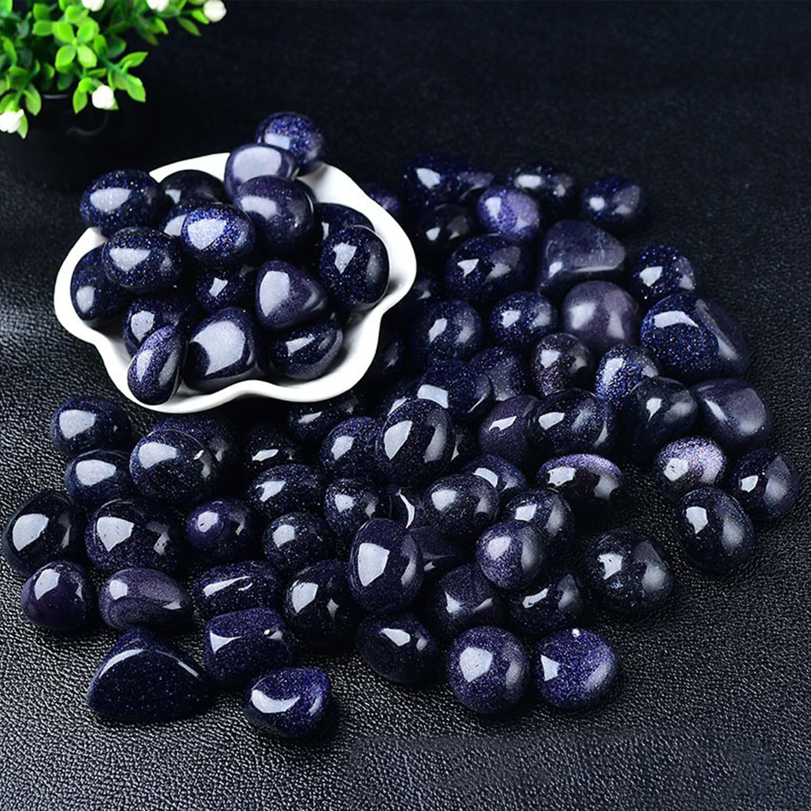 Blue Goldstone caído de Piedras civilizadas a Granel Muestra de Piedra Preciosa de curación Pulida Natural Natural para Reiki, meditación, decoración (Aprox. 1 libra/460g),20~30mm