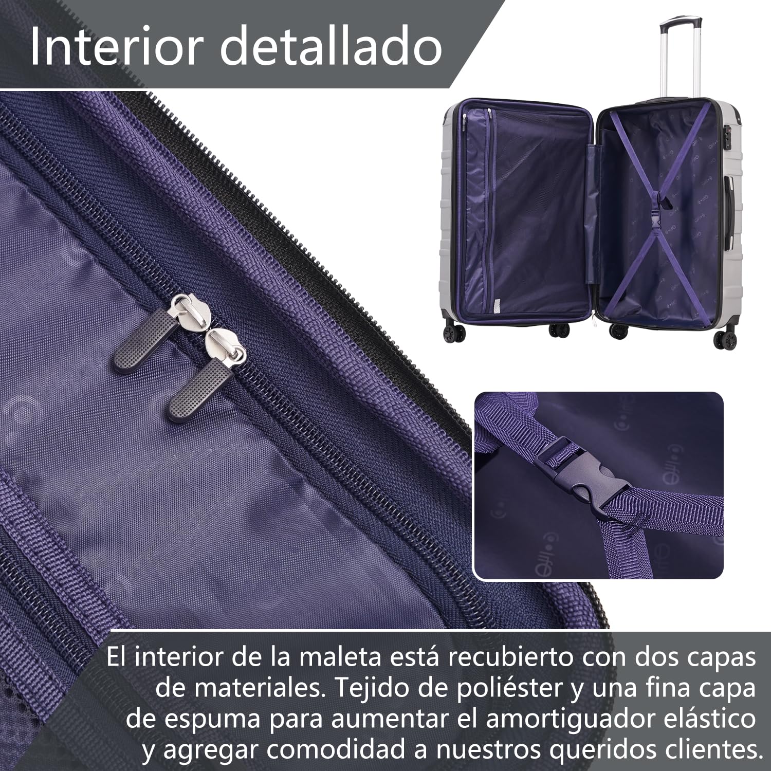 COOLIFE Maleta Mediana 67 cm, Maleta de Viaje Ligera 60L con Cerradura TSA | Maleta de 67x46x26 cm, ruedas giratorias, pequeñas resistentes a los impactos, vacaciones, viajes internacionales y cruceros