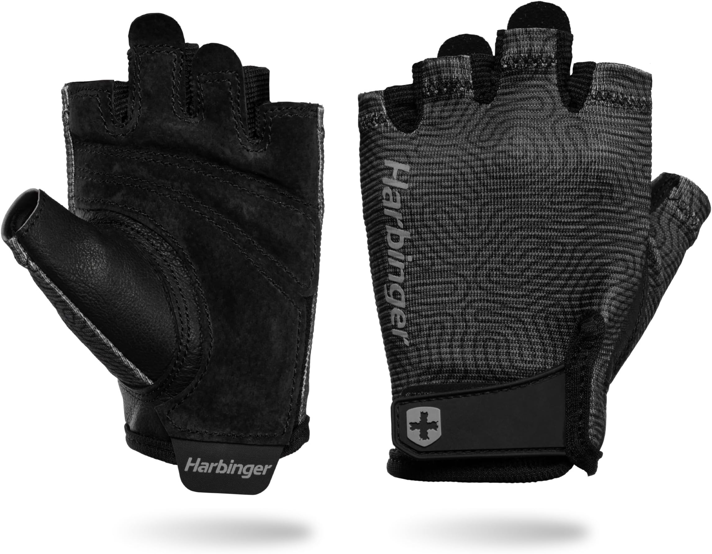 Harbinger Power Gloves 3.0 - Durable Half Finger Weightlifting Gloves with Adjustable Wrist Closure, Breathable Leather Palm, Small, Women's
