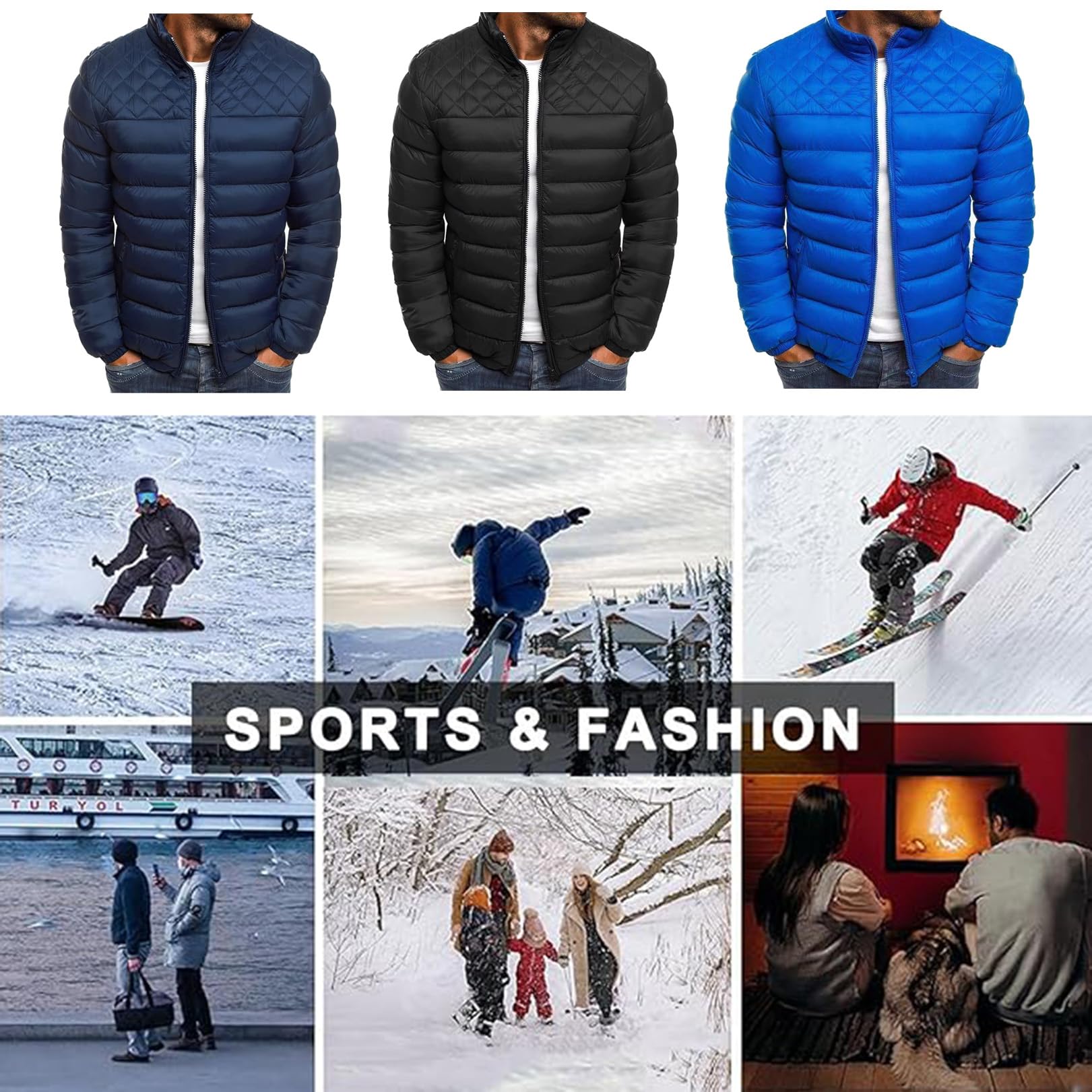 Piumino da Uomo per MV Agusta Stampa Giacca Invernale Leggera Piumino Imbottito Capispalla Spesso e Caldo Bomber Antivento Manica Lunga Cerniera Completa Cardigan,D-L