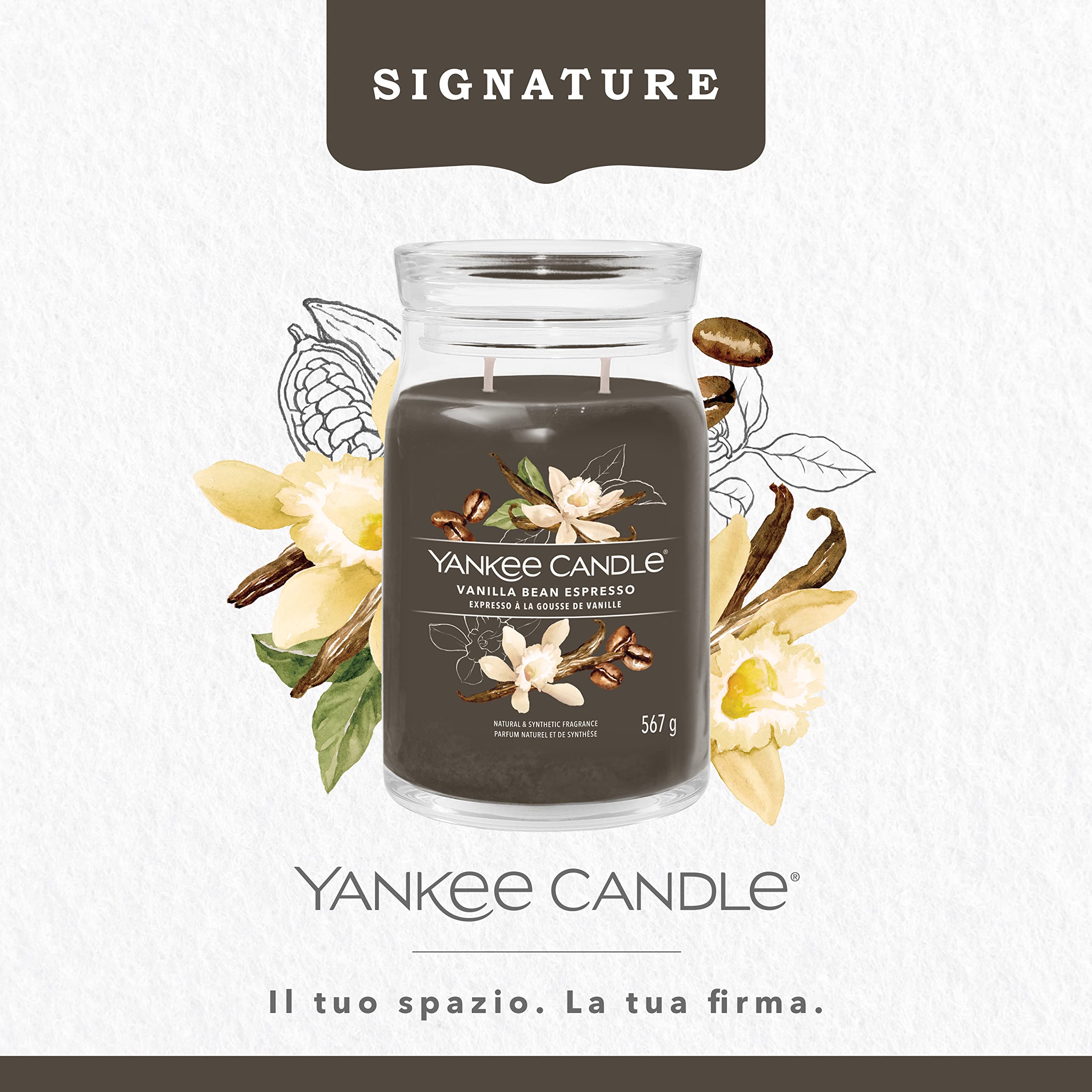 Yankee Candle Signature Candela Profumata, Espresso Alla Vaniglia in Giara Grande, Candele di Miscela di Cera di Soia Lunga Durata, Regalo per le Donne