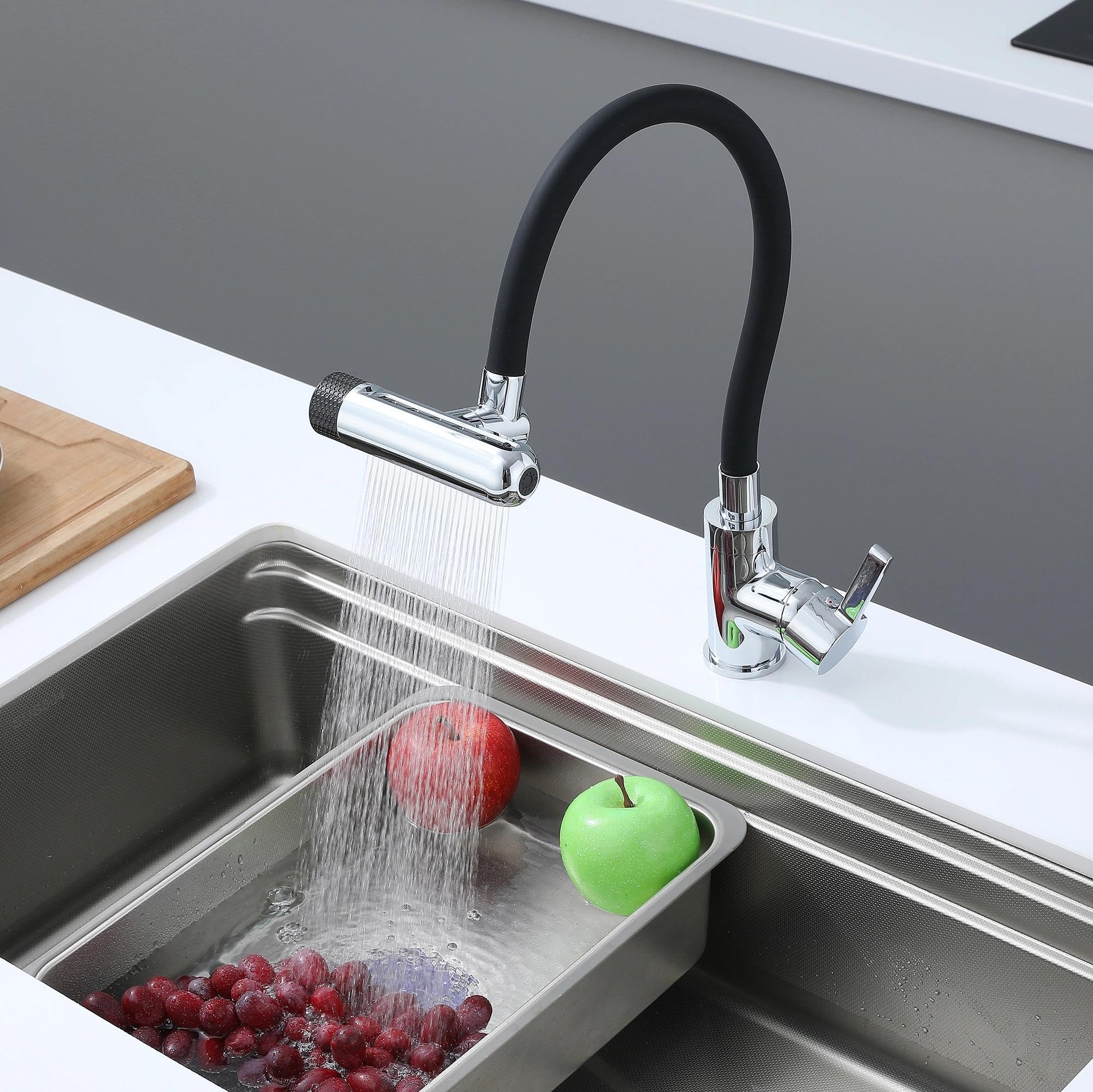 Grifo Cocina Flexible, Grifo Fregadero Cocina, 6 Modos De Salida De Agua, Mezclador Giratiorio A 360°, Grifo Extraible,grifo Flexible Material De Latón(Cromado)