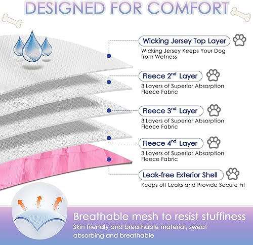 Miniatura 4 de TOPZGLEEY Pañales lavables para perras paquete de 3 pañales para perros de alta absorción a prueba de fugas, pañales reutilizables de primera