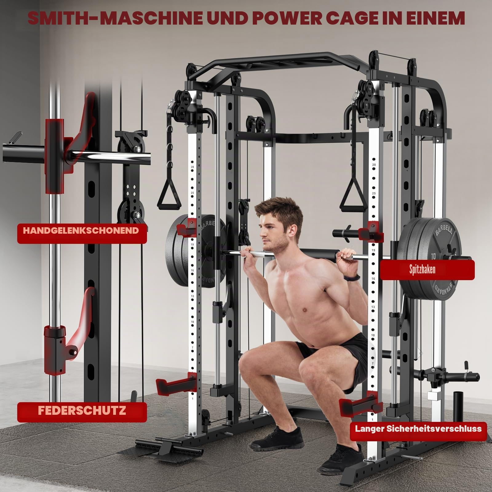 JX Fitness Smith Machine Heim Gym Power Cage Rack Mit Flaschenzugsystem