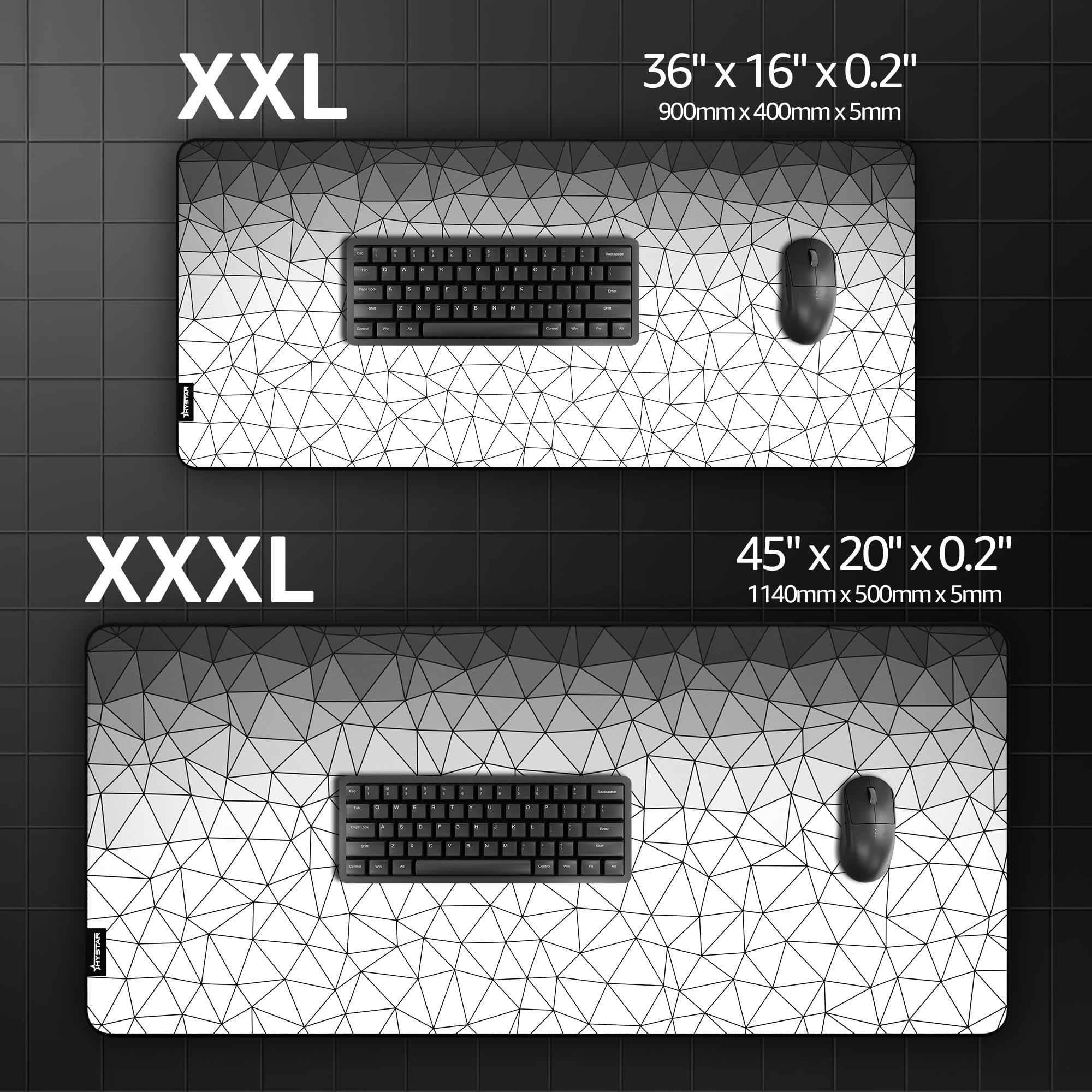 Hystar Alfombrilla de Mouse extendida para Juegos | XXL 36 x 16 Pulgadas | 5 mm de Grosor, Superficie Impermeable, Tela de poliéster Suave y Base de Goma Natural | Poli Blanco