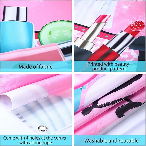 Miniatura 3 de Frienda Decoraciones para fiestas de spa, 71 x 43 pulgadas, telón de fondo rosa dulce de princesa, maquillaje de princesa, fondo de fotografía de