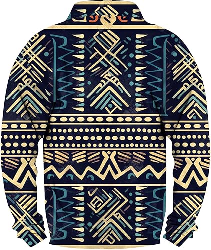 Vista 2 de WENKOMG1 Sudadera con estampado indio para hombre, manga larga, vintage, ligera, con solapa, simétrica