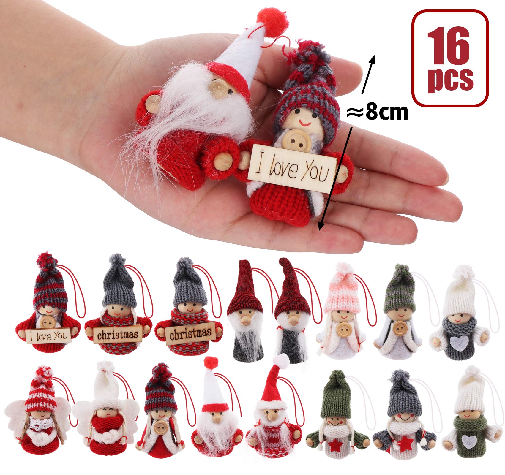 4 Weihnachtswichtel Anhänger - Plüsch Weihnachtsmann & Schneemann Baumdekoration