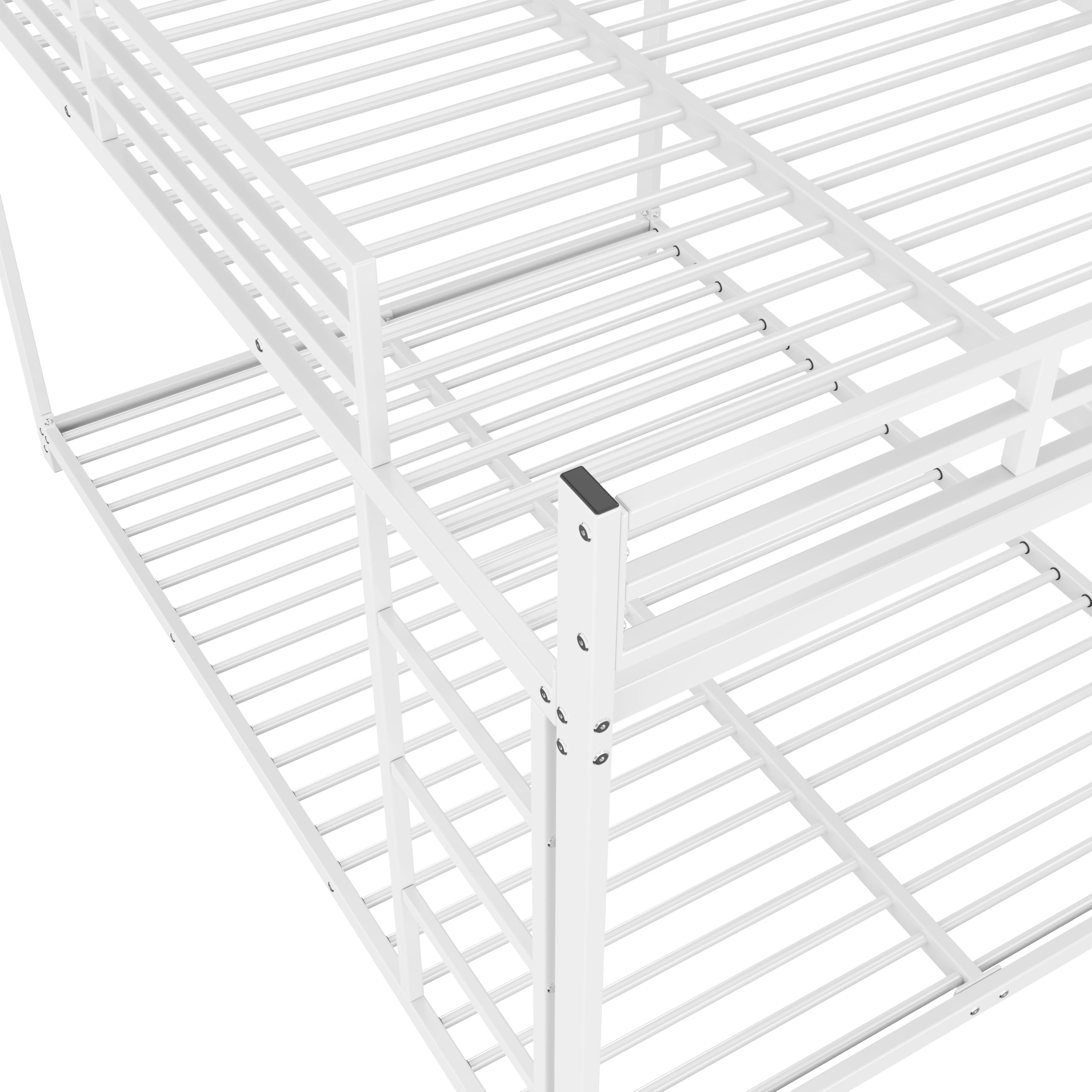 Cama alta de 140 x 200 cm, litera para 2 niños, estructura de metal, literas con barandilla alta estable, color blanco (blanco, 140 x 200 cm)
