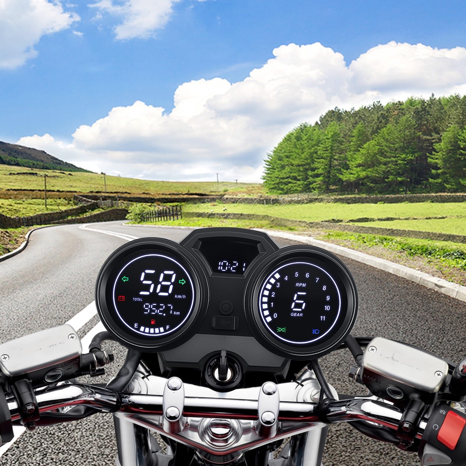 odómetro Tablero Digital Universal para motocicleta, odómetro LCD, velocímetro, instrumento, tablero, contador de horas, tacómetro con engranaje