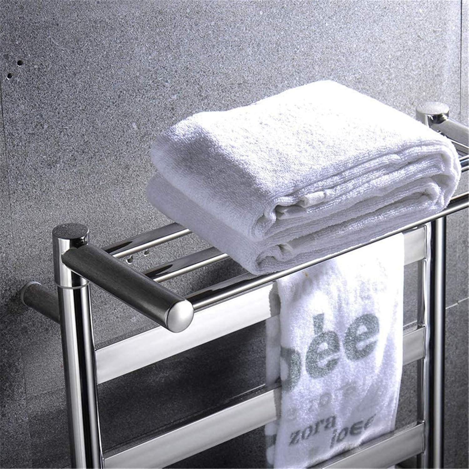 Heated Towel Rail Rails Towel Warmer Drying Rack Electric 304 Stainless Steel Tower Warmer with Top Shelf Wall-Mounted for Bathroom 4 Bars 600 500 250Mm
