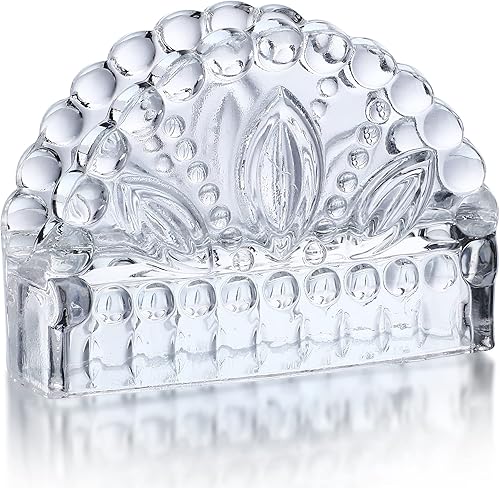 Servilletero de vidrio de 5.1 pulgadas, diseño grabado, dispensador de servilletas transparente, decoración de vajilla para cafetería, restaurante, disponible en Yaxa Peru