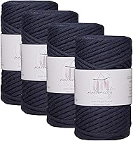 Vista 90 de Makromecity, Cordón de macramé de un solo hilo de 3 mm x 100 yardas (300 pies) Hilo de algodón azul marino de 3 mm de un solo hilo para arte