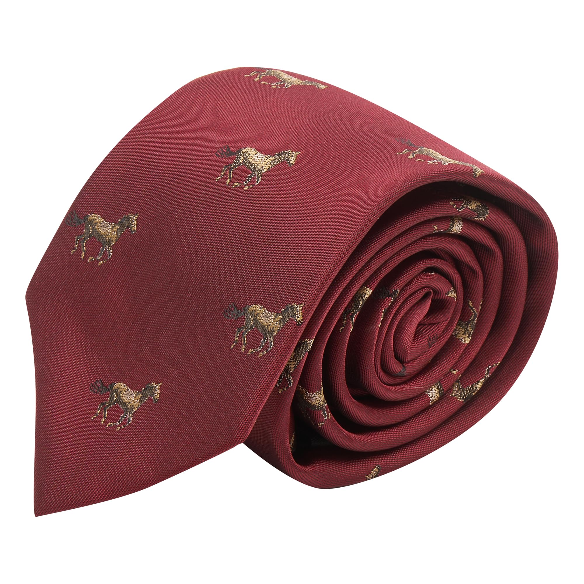 King & Priory Burgundy Red Embroidered Horse Tie